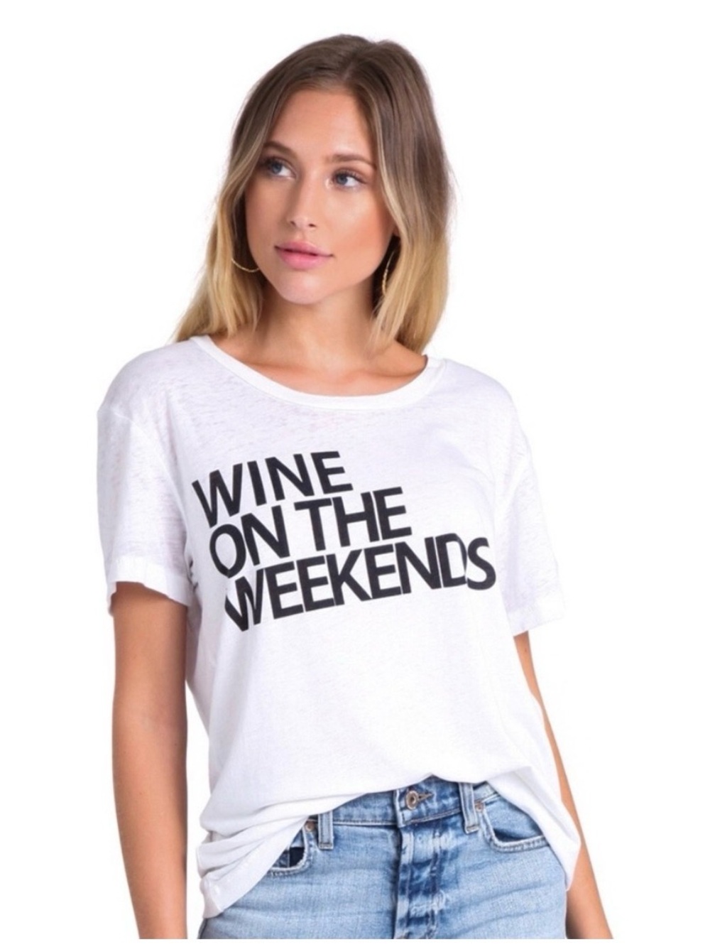 CHASER White Graphic Tee - Wine On The Weekends XS